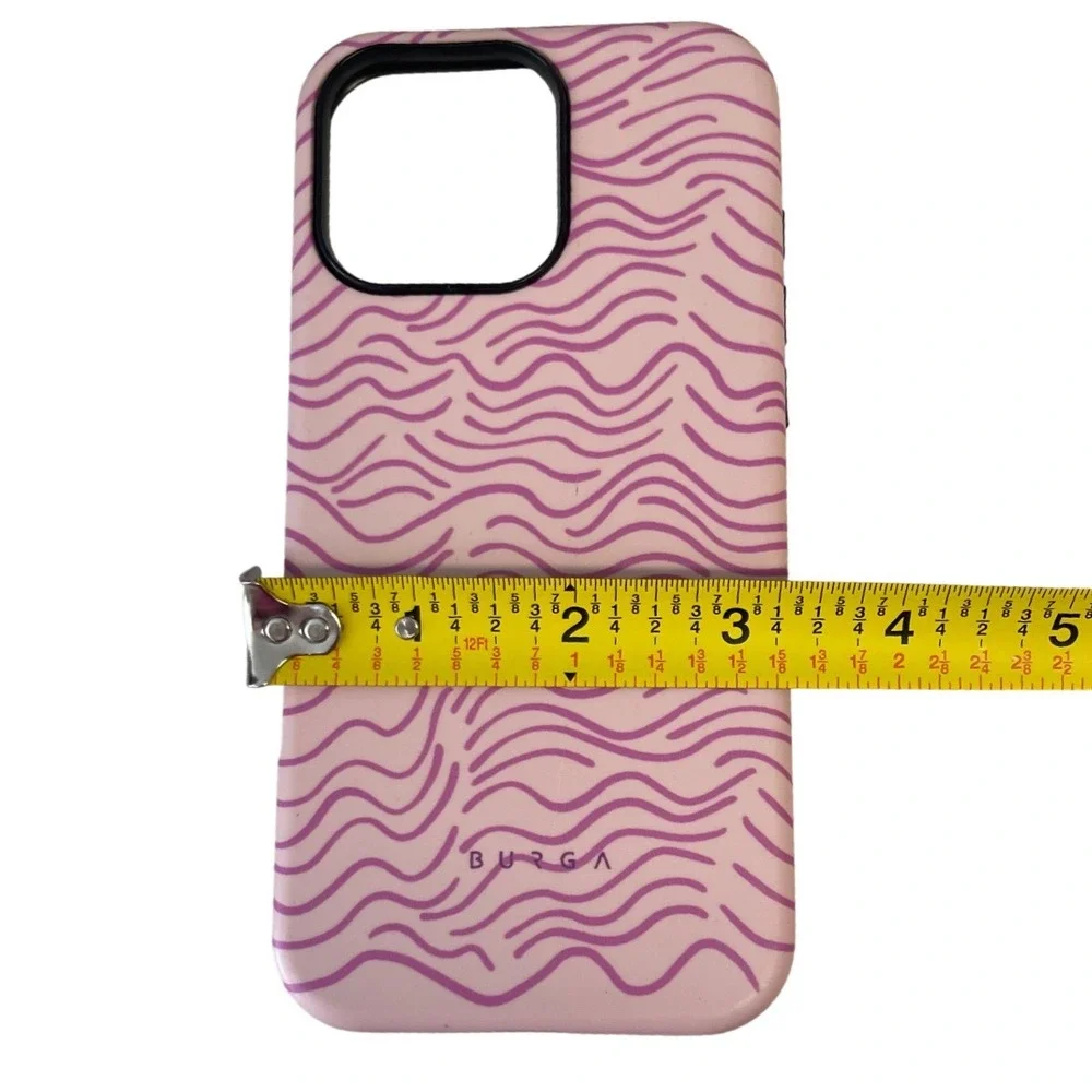 Burga iPhone 13 Pro Max Tough Case Pink Purple Wavy Line Protective Cover